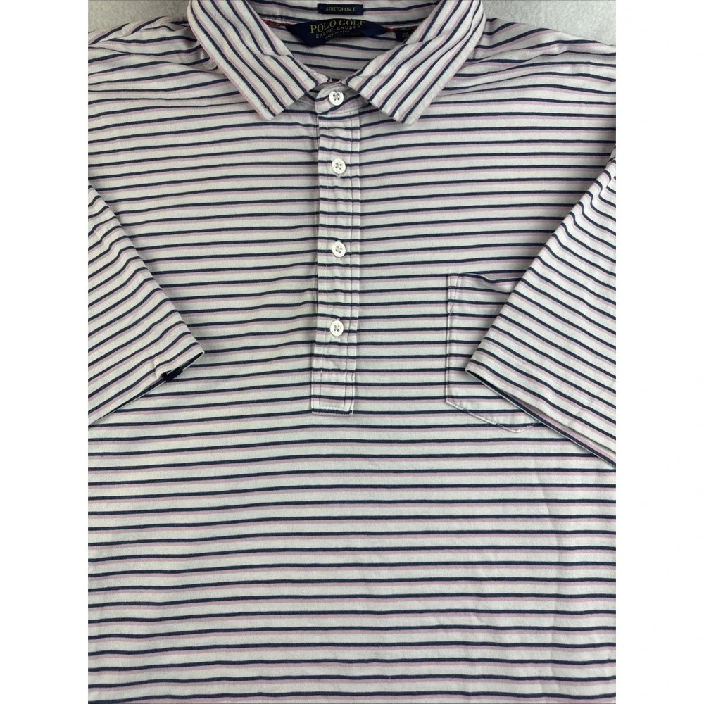 Polo Golf Ralph Lauren Stretch Lisle Short Sleeve Polo Striped Men's SIze XXL